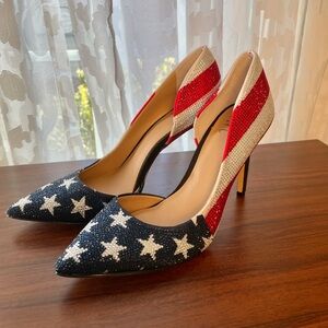 I.N.C. American Flag bling heels. Size: 6 Red white blue color. 4” heel